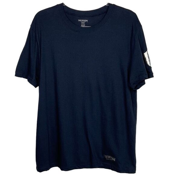 True Religion Dark Blue Foil Logo T-Shirt Large - Picture 1 of 5